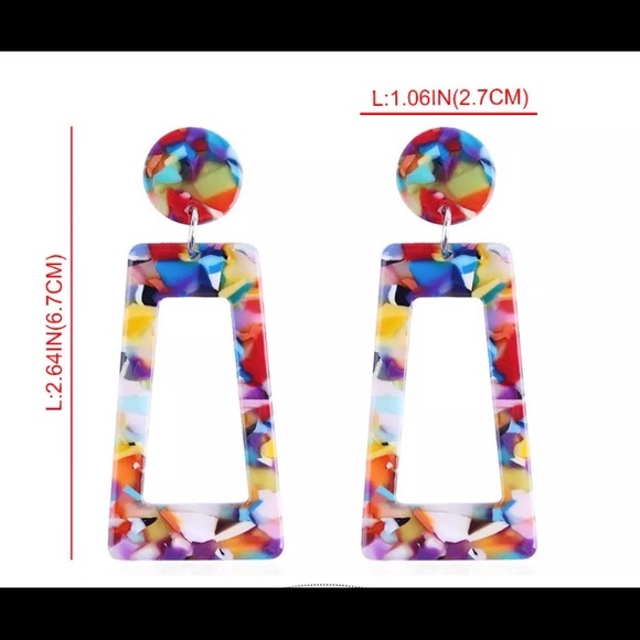 ✨HP!✨Retro Oversized Geometric Resin Earrings - Picture 6 of 7